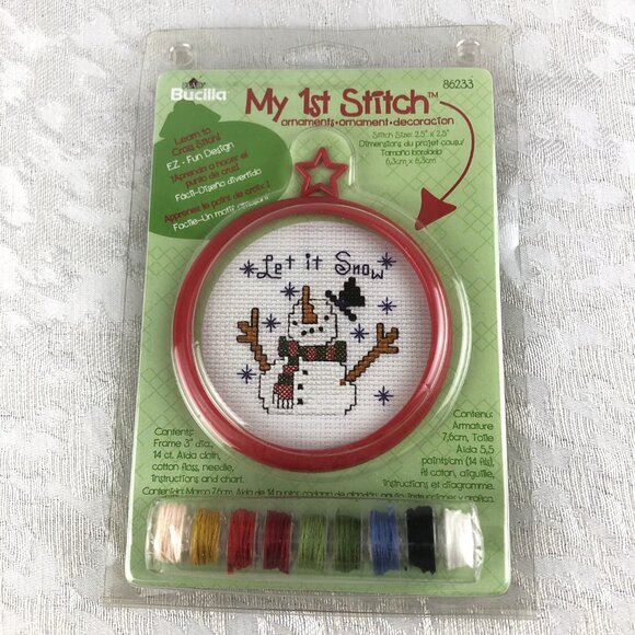 Bucilla Let It Snow Cross Stitch Ornament Kit & Creatology Santa Foam Craft NWT - Picture 3 of 13